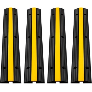 VEVOR 4 Pack of 1-Channel Rubber Cable Protector Ramps, 22046Lbs Load Capacity, Speed Bump Driveway Hose Cable Ramp Protective Cover, Black&Yellow - 1 of 4