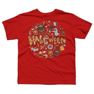 Boy's Design By Humans happy halloween greeting holiday illustration By ghinan T-Shirt - 1 of 2