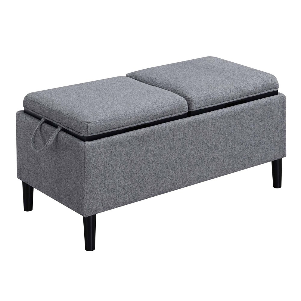Photos - Pouffe / Bench Designs4Comfort Magnolia Storage Ottoman with Trays Soft Gray Fabric - Bre