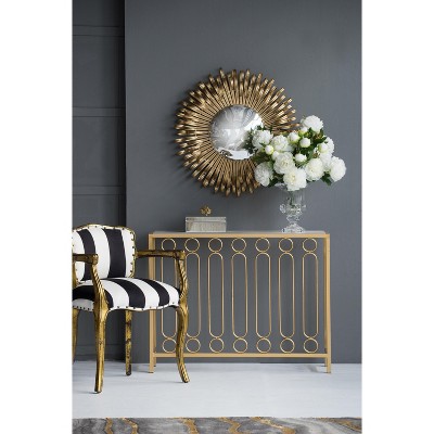 VYNXARIA 27"Sunburst Design Wall Mirror Decorative Golden Finish for Entryway, Modern Living room