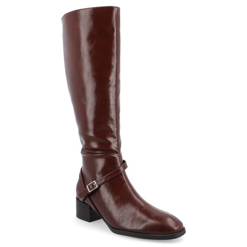 Journee Collection Womens Carly Extra Wide Calf Stacked Heel Riding Boots