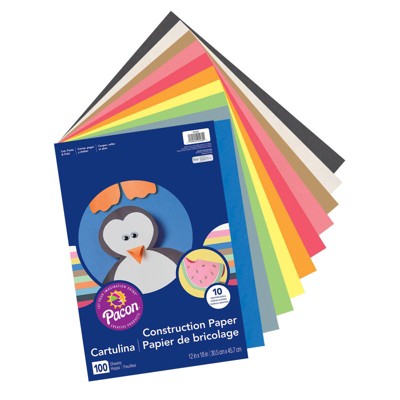Prang Lightweight Construction Paper, 10 Assorted Colors, 12" x 18", 100 Sheets (Pack of 2)