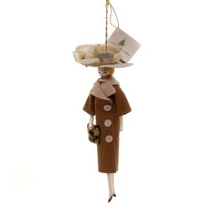 Italian Ornaments 7.0 Inch Lady W/Brown Coat Cream Hat Italian Christmas Ornament Tree Ornaments - 1 of 2