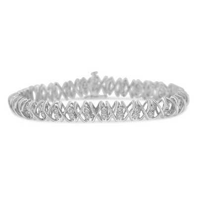 Haus of Brilliance Sterling Silver rose-cut Diamond X-Link Bracelet