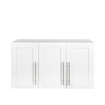 OUTSUPPLY White Stackable Wall Mounted Storage Cabinet, Adjustable Shelves, Multi Functional Use
