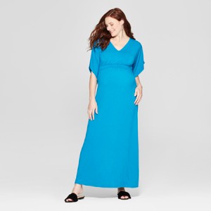 Maternity Kimono Short Sleeve Maxi Dress - Isabel Maternity by Ingrid & Isabel Blue L, Women