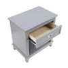 Vynxaria 1pc Classic Gray Nightstand, 1 Drawer (Ball Bearing Glides) + Lower Storage Cubby, Polished Nickel Flush Ring Pulls, No Assembly - 4 of 4