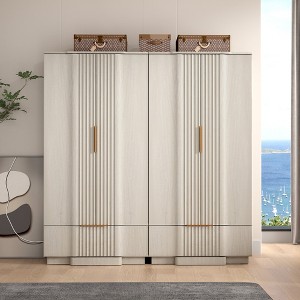 Brafab Fluted Armoire Wardrobe with Hanging Rod,Wooden Storage Closet, Freestanding Spare Closet Organizer Tall Cabinet for Coats and Clothes (Copy) - 1 of 4