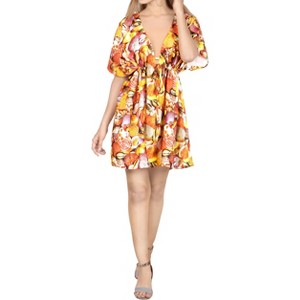 HAPPY BAY Women's Summer Mini Beach Tropical Dress Swimsuit V Neck Tops Cover Ups for Swimwear Women X-Large-XX-Large Multicolored Seashell - 1 of 4