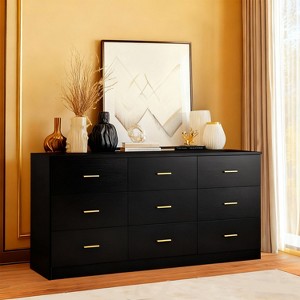 KTMBDW 9 Drawer Dresser for Bedroom with Deep Drawers, Floor Wood Dressers & Chest of Drawers, Modern Long Dressers for Closet Living Room - 1 of 4