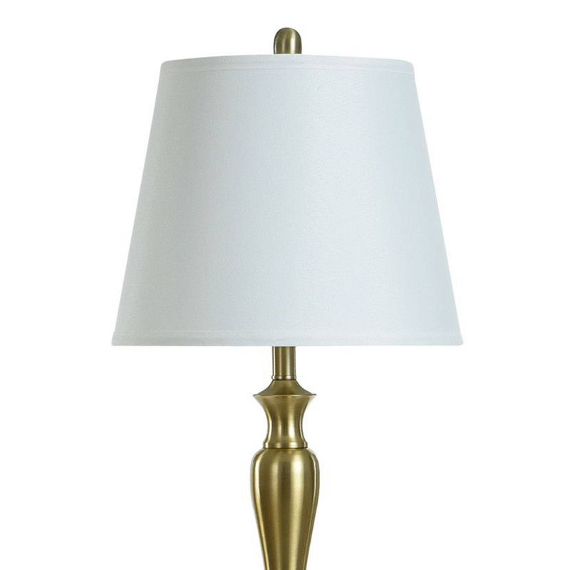 2 Table Lamps and 1 Floor Lamp Antique Brass with White Hardback Shades - StyleCraft, 3 of 5