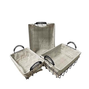 Essential Decor & Beyond 3-Piece Set Iron Basket with Fabric Lining Indoor Decor - 1 of 1