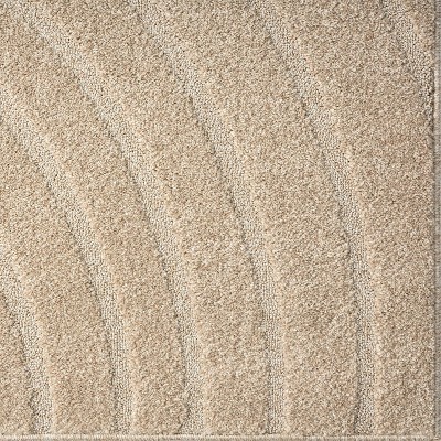 Beige Geometric Wave 5' x 7' Stain-Resistant Area Rug