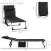 TIRAMISUBEST 6-Position Reclining Padded Chaise Lounge Chair with Headrest for Beach/Pool/Patio, Foldable Outdoor Tanning Chair, Black - 3 of 4