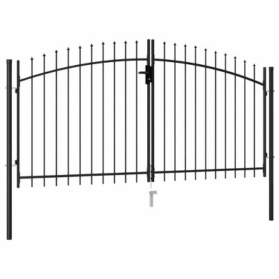 Fence Gate Double Door with Spike Top Steel 9.8'x4.9' Black vidaXL