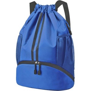 Drawstring Sports Backpack with Shoe and Wet Pockets, Water-Resistant Gym & Swim Bag for Men and Women - 1 of 4