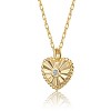 Guili 14K Gold-Plated Heart Pendant Necklace with Cubic Zirconia in Red, Green, Clear, or Blue for a Touch of Elegant Sparkle - 2 of 2