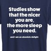Women's - Instant Message - Studies Show Nicer More Sleep Short Sleeve Graphic T-Shirt - 2 of 4