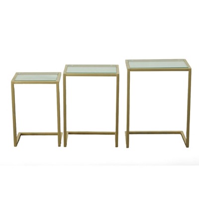 Addison Gold-Tempered Glass Modern Nesting Table Trio