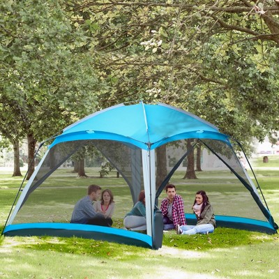 Sky Blue 12' x 12' Mesh Screen House Tent for 8 People