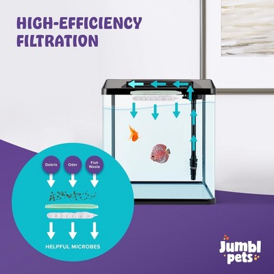 JumblPets 2 Gallon Glass Fish Tank Kit with LED Lighting