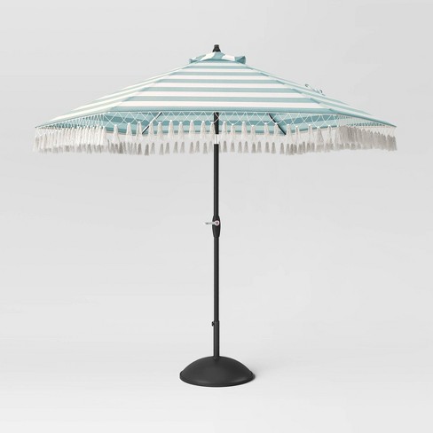 9' x 9' DuraSeason Fabric™ Cabana Scalloped Market Patio Umbrella Turquoise - Opalhouse™ - image 1 of 4