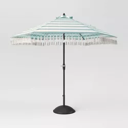 9' x 9' DuraSeason Fabric™ Cabana Scalloped Market Patio Umbrella Turquoise - Opalhouse™