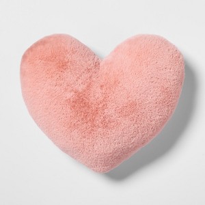 Heart Faux Fur & Velvet Throw Pillow Pink - Pillowfort
