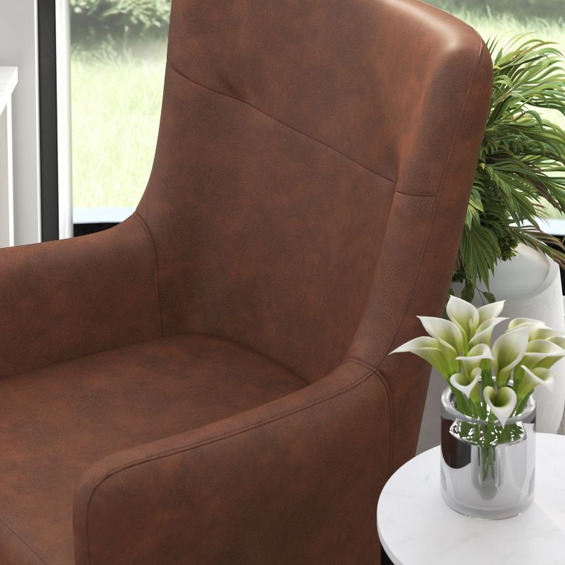 Merrick Lane Traditional Wingback Accent Chair, Faux Leather Upholstery and Wooden Frame and Legs, 3 of 11