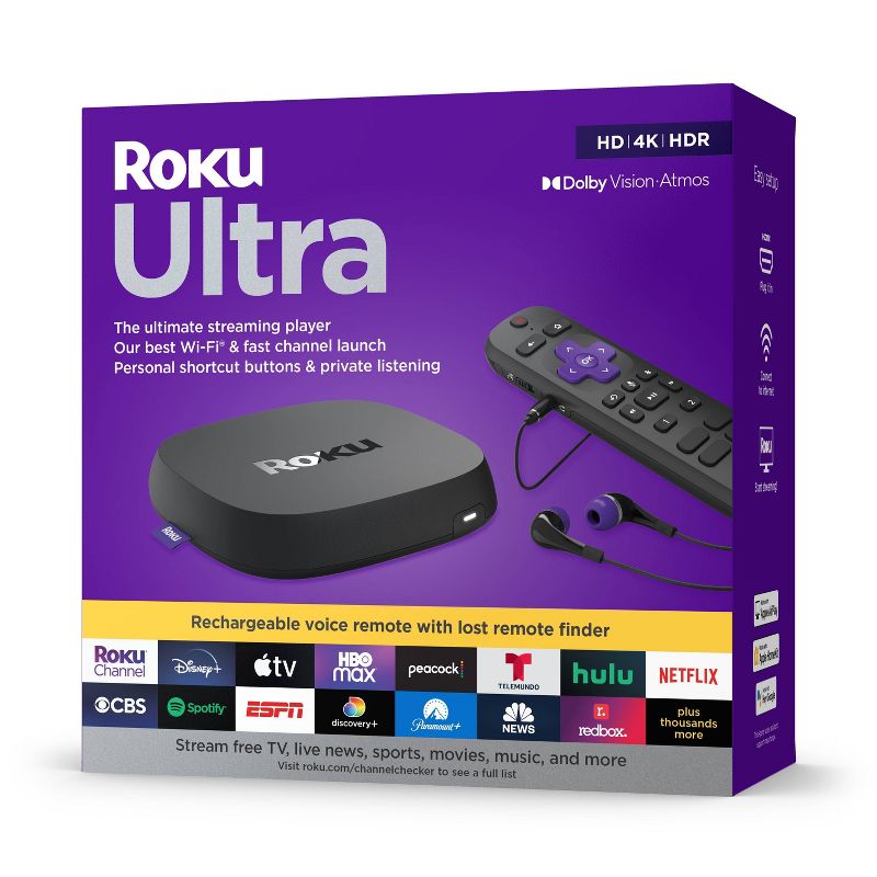 Roku Ultra 4K/HDR/Dolby Vision Streaming Device and Roku Voice Remote Pro with Rechargeable Battery - 4802R, 3 of 10