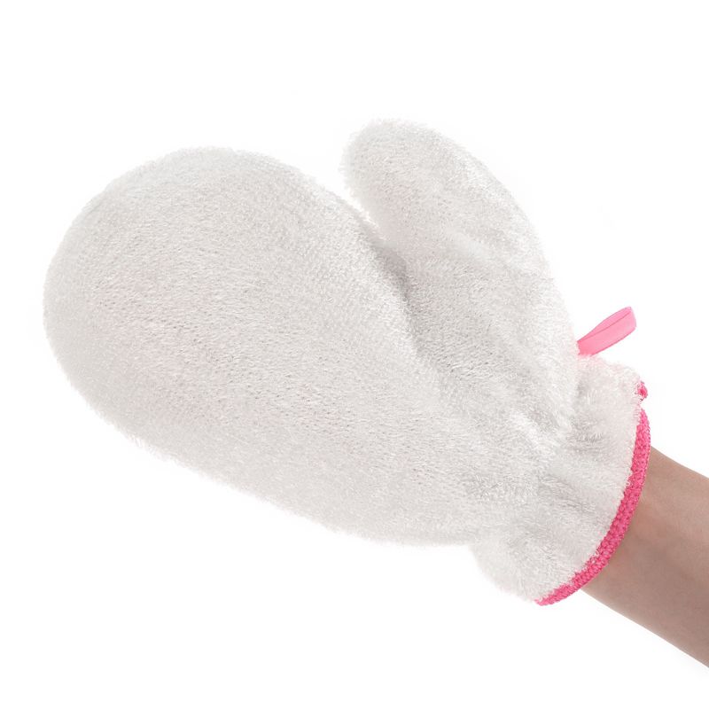 Unique Bargains Cleaning Gloves Fiber Washing Mitten Reusable Scrubber Cleaning Tool for Kitchen Bathing 1 Pair White, 5 of 7