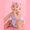 RuffleButts Baby Girls UPF50+ Seersucker One Piece Bow Bubble Romper Swimsuit - 4 of 4