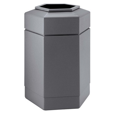 Commercial Zone 737103 Open-Top Large 30 Gallon Hexagon Shape Waste Can Trash Container Garbage Bin, Gray