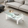 Lirago Tempered Clear Glass 2-Layer Coffee Table with Metal Tubular Legs-Modern Geometric Design 23.62"W * 39.37"L * 17.32"H - 2 of 4