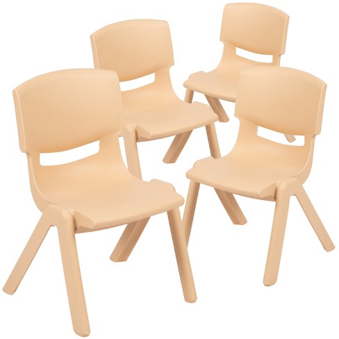 Emma And Oliver 4 Pack Natural Plastic Stackable School Chair With