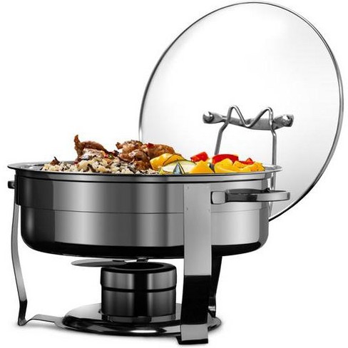 Classic Cuisine Chafing Dish 5 Quart Stainless Steel Round Buffet Set –  Includes Water Pan, Food Pan, Fuel Holder, Cover, And Stand - Set Of Two :  Target