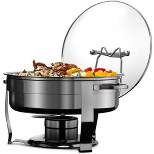 Kook Stainless Steel Chafing Dish with Glass Lid and Rack, Silver, 4.5 Qt