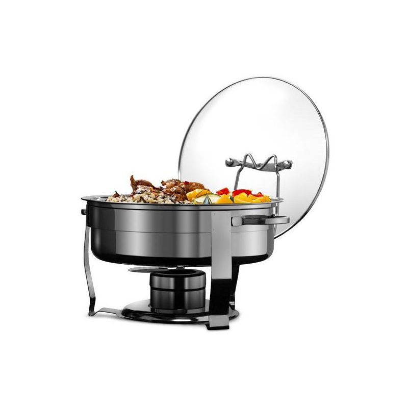 Kook Stainless Steel Chafing Dish with Glass Lid and Rack, Silver, 4.5 Qt, 1 of 5