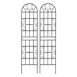 Lirago Black 2 pieces Weatherproof Multi-functional Outdoor Screen-Laser-Cut Galvanized Steel Panel 86.61"Hx19.68"Wx0.51"D - 1 of 4