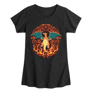 Girls' - Pokémon - Charizard Fire Ornamental Fitted Short Sleeve Graphic T-Shirt - 1 of 4