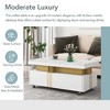 Contemporary Coffee Table with Faux Marble Top, Caster Wheels, Gold Metal Bars, Moderate Luxury, White - 3 of 3
