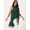 INSPIRE CHIC Women's Casual Tie Back Asymmetrical High Low Sleeveless Mock Neck Flowy Blouse - 2 of 4