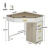 Resenkos Computer Desk, Office Desk, Study Desk,Corner Desk, Triangle Computer Desk Makeup Vanity Desk with 3 Drawers,Gray & White - 2 of 4