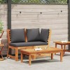 vidaXL Patio Lounge Set Outdoor Sectional Sofa with Cushions Solid Acacia Wood - Dark Gray Middle Sofa + Corner Sofa + Coffee Table - 2 of 4