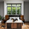 ORRD 56"L Luxury 2-in-1 Dog Crate Bench w/Sliding Barn Door & Removable Cushion - Walnut Pet Kennel Ottoman for Living Room/Bedroom - 2 of 4