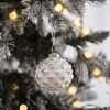 NAYSAYE Party Decoration and Accessories Set of 12 Glass Christmas Ball Hanging Ornament for Holiday Celebration, White, 3.3"*3.3"*0.22" - 3 of 4