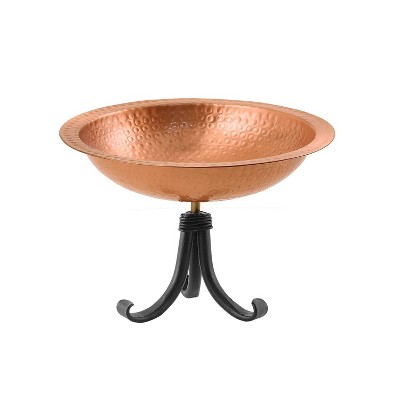 8.75" Hammered Solid Copper Birdbath with Tripod Stand - Achla Designs