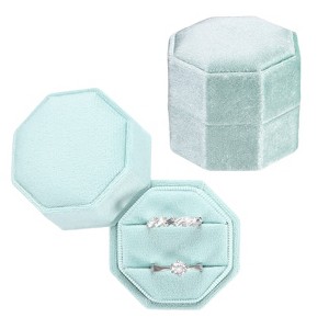 Unique Bargains Vintage Velvet Octagonal 2 Slots Jewelry Storage Boxes 2 Pcs - 1 of 4