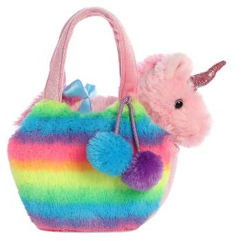 Aurora Fancy Pals 7" Rainbow Unicorn Pet Carrier Multicoloreded Stuffed Animal