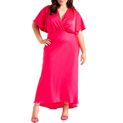 ELOQUII Women's Plus Size Duster Sleeve Maxi Dress - 14, Pink